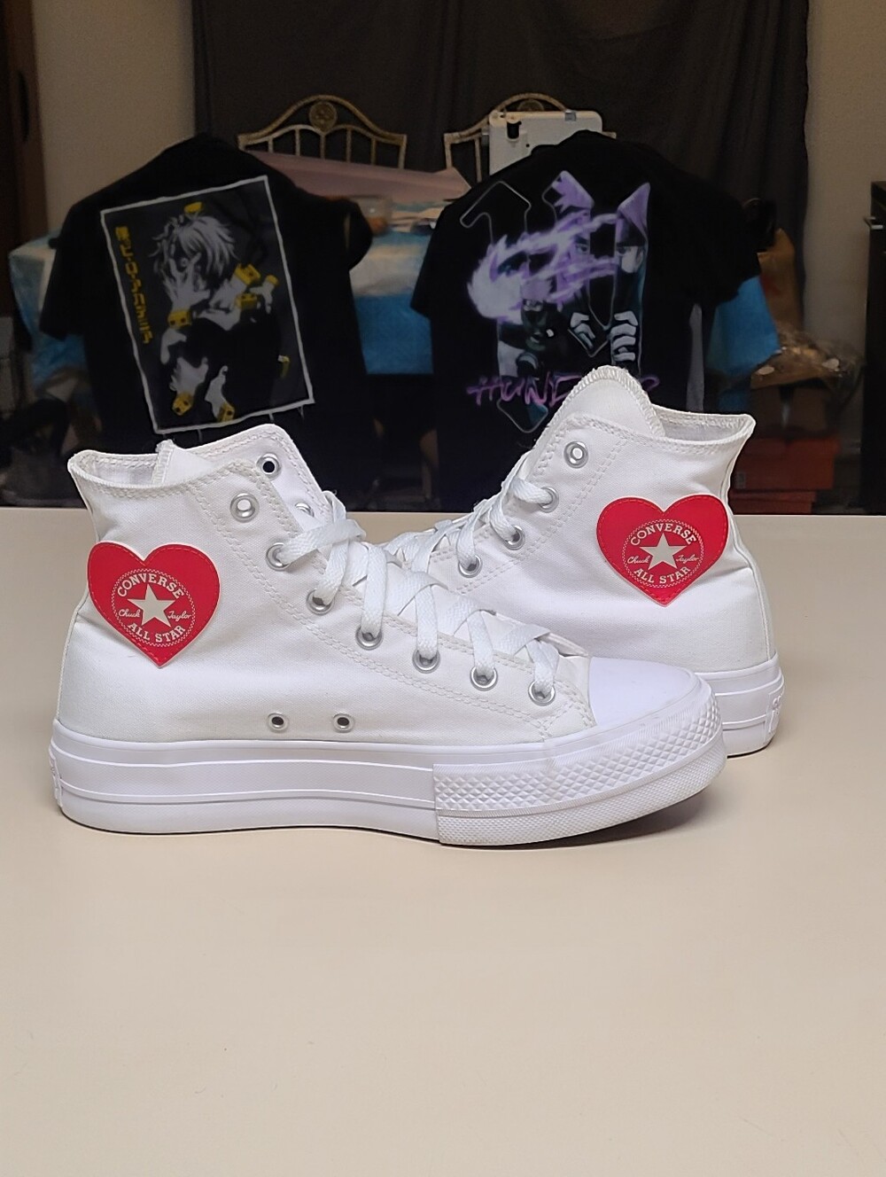 Converse CTAS Hi Lift 'Love Me Lots' Heart patch casual hi top sneakers size 9 - Picture 10 of 12